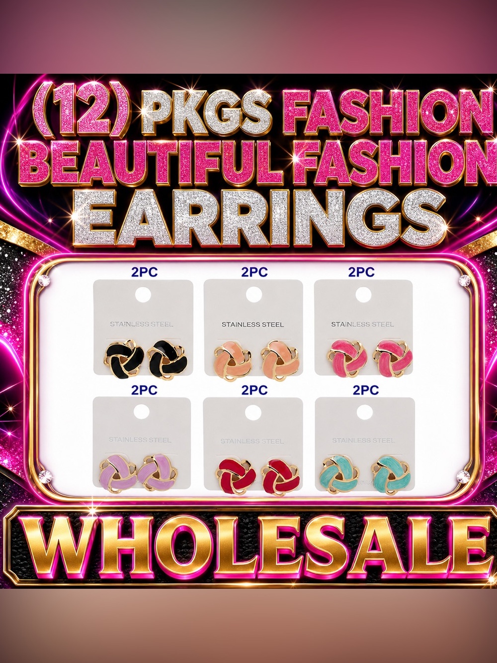 12 PAIRS FASHION EARRINGS ON SALE